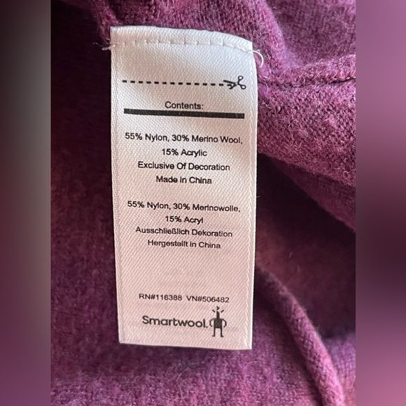 Smartwool Bell Sleeve Crew Neck Sweater In Sangria Heather Size M - Picture 11 of 16